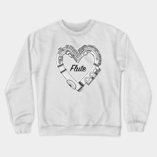 Love Flute Heart-Shaped Doodle For Flutists Crewneck Sweatshirt